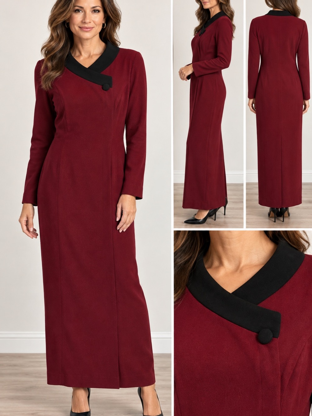 B Michael New York 100% Wool Fully Lined Maxi Dress Size 10